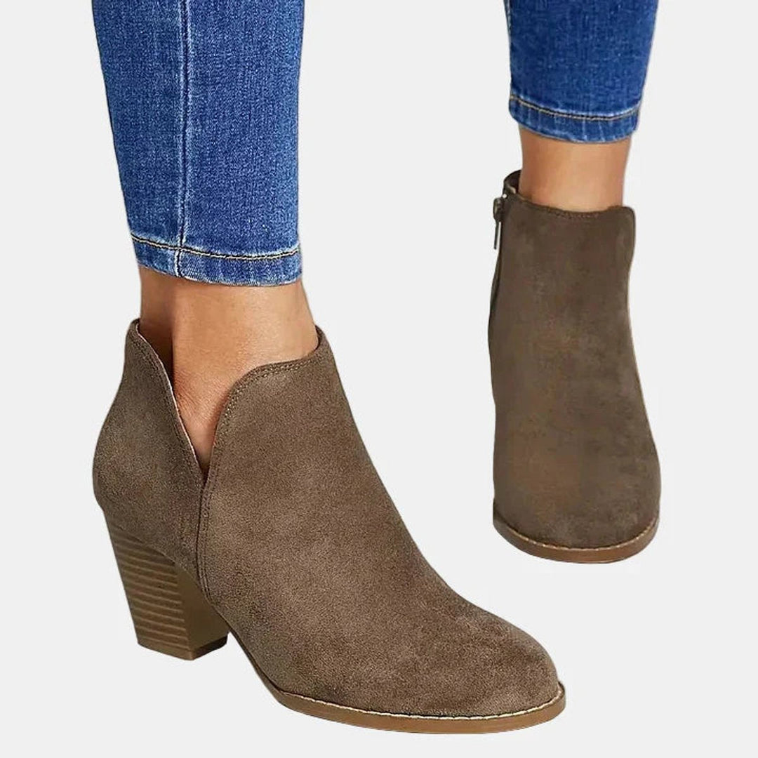Judy | Graceful Block Heel Side-Zip Ankle Boots