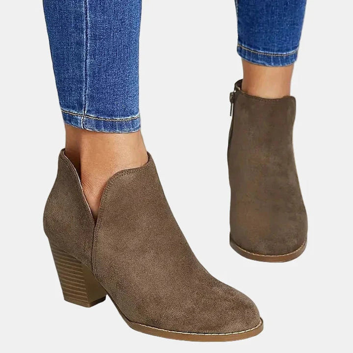 Judy | Graceful Block Heel Side-Zip Ankle Boots