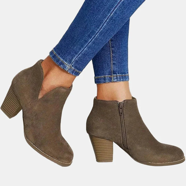 Judy | Graceful Block Heel Side-Zip Ankle Boots