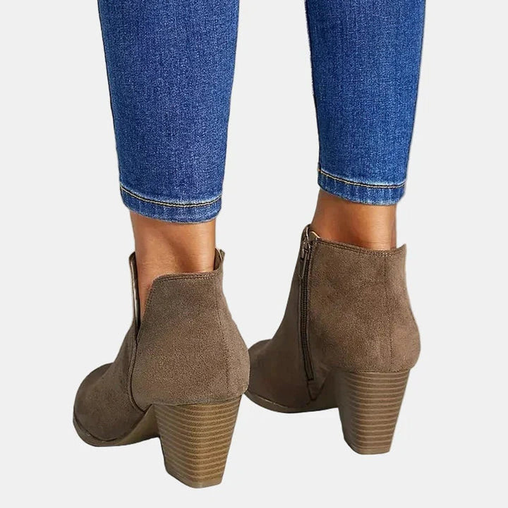 Judy | Graceful Block Heel Side-Zip Ankle Boots