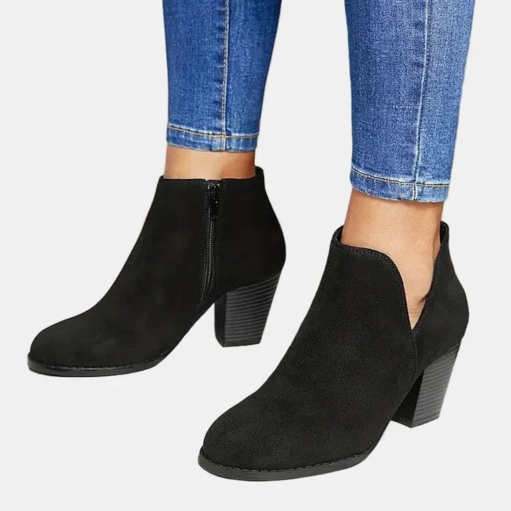 Judy | Graceful Block Heel Side-Zip Ankle Boots