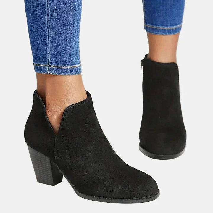 Judy | Graceful Block Heel Side-Zip Ankle Boots