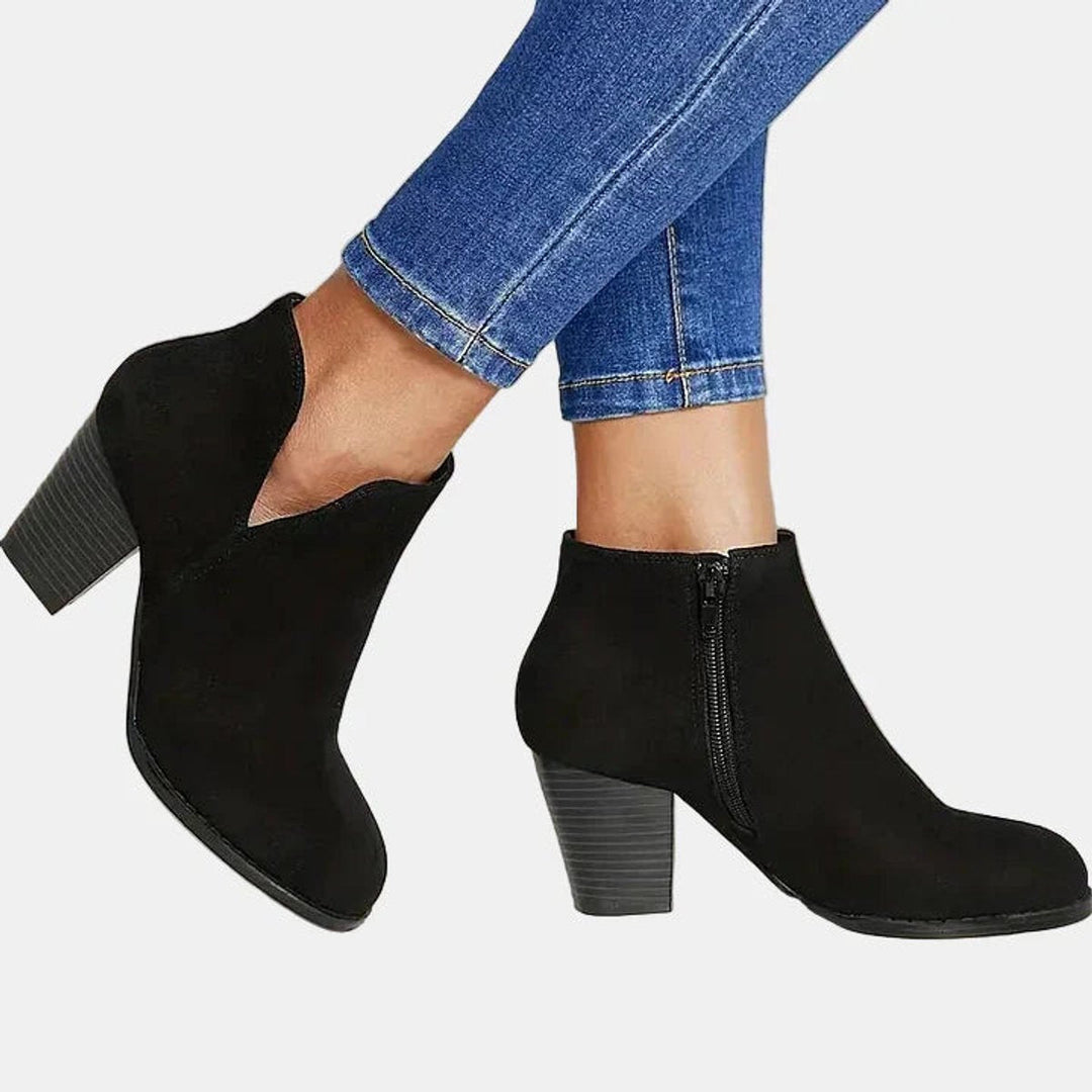 Judy | Graceful Block Heel Side-Zip Ankle Boots