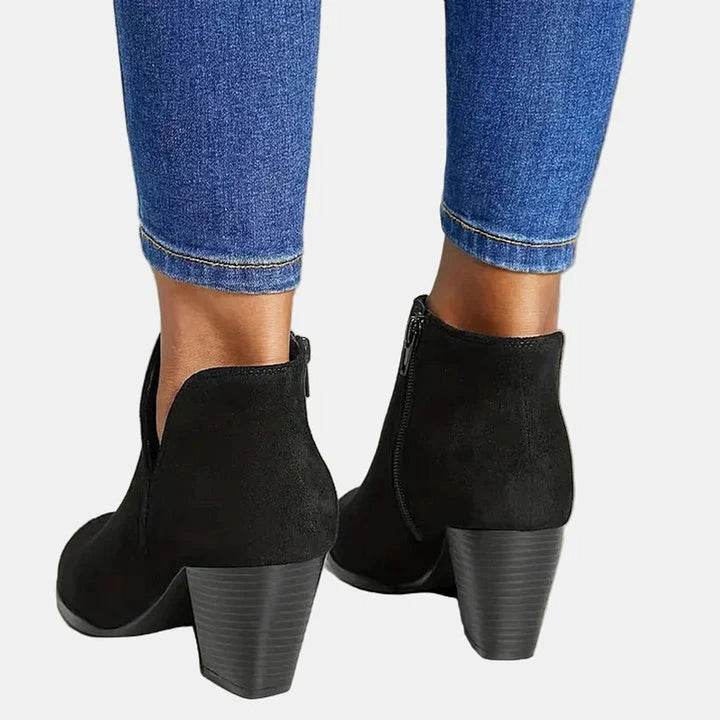 Judy | Graceful Block Heel Side-Zip Ankle Boots