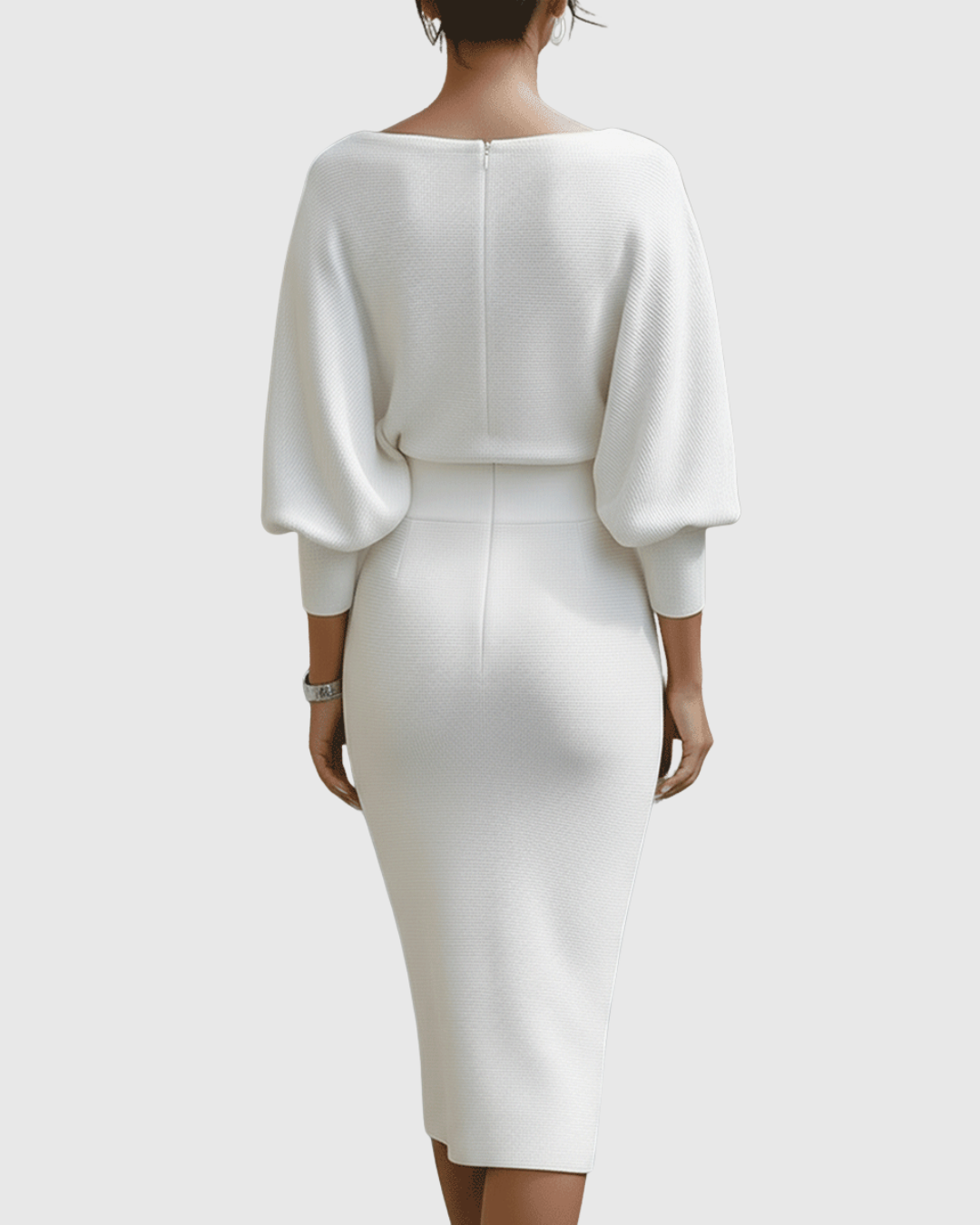Julia | Cozy Ribbed Batwing Midi Sweater Dress