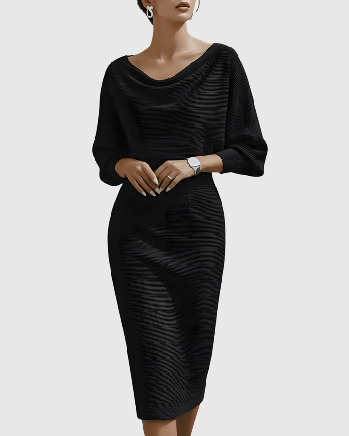 Julia | Cozy Ribbed Batwing Midi Sweater Dress