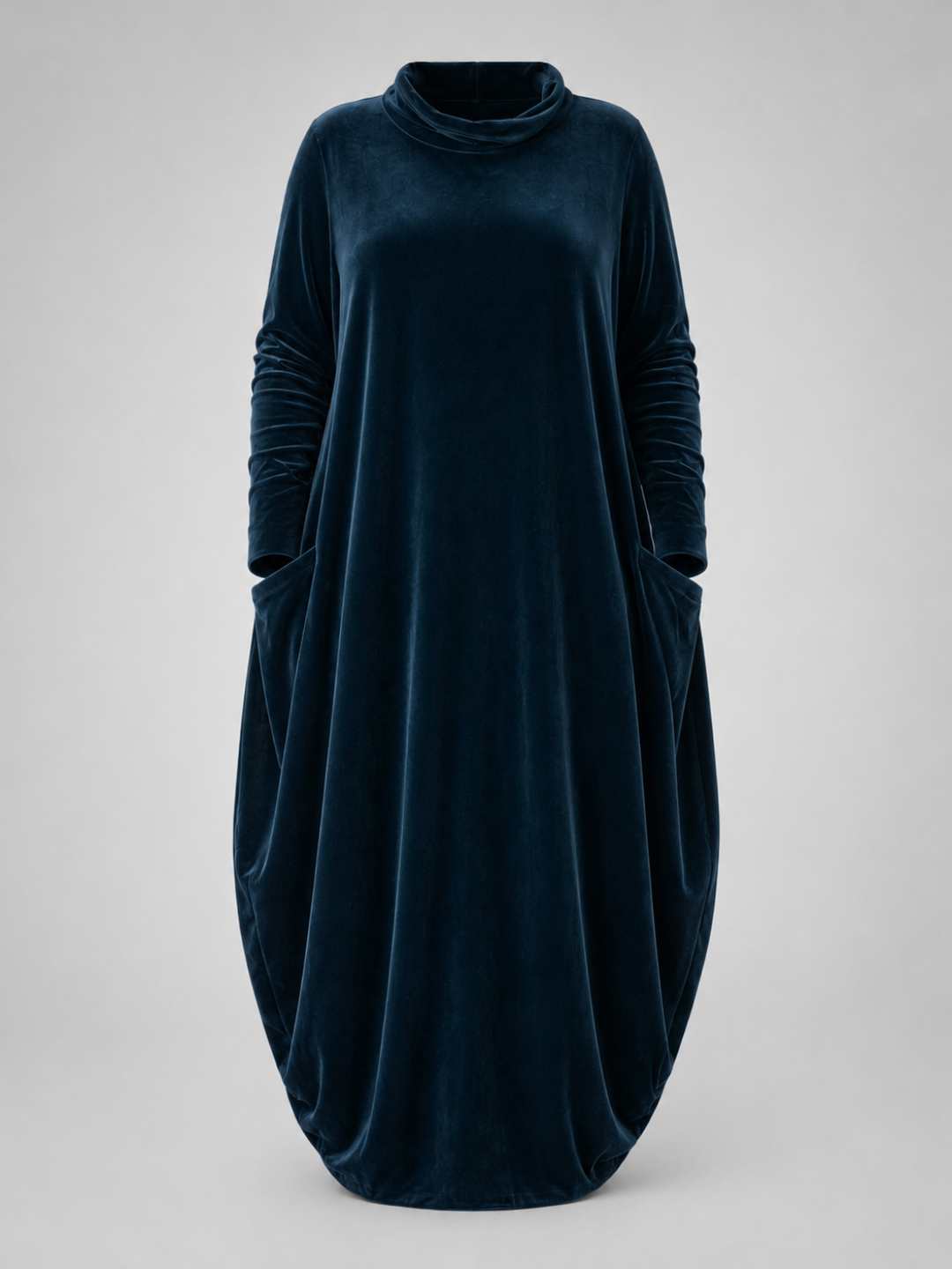 Julia | Graceful Roll Neck Long Sleeve Dress with Pockets