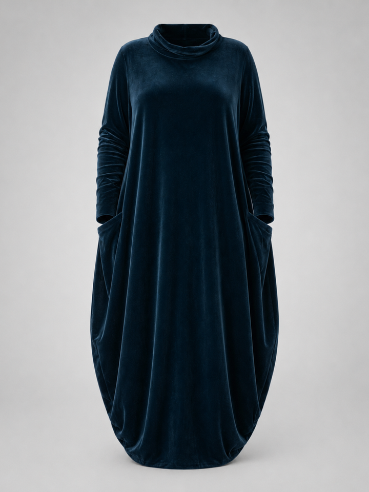 Julia | Graceful Roll Neck Long Sleeve Dress with Pockets