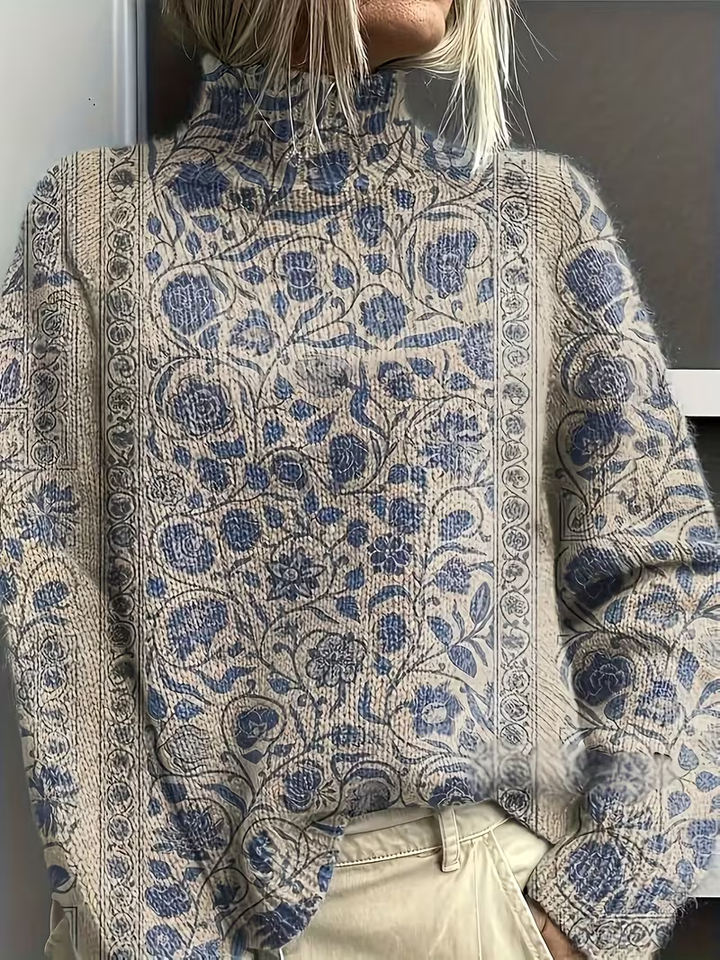Julia | Refined Floral Oversized Turtleneck Sweater