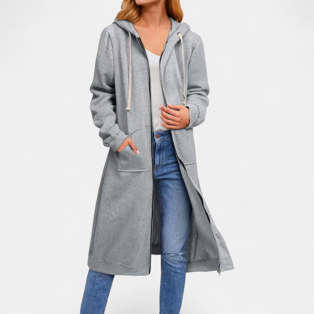 Julie | Hooded Zip-Up Longline Cardigan