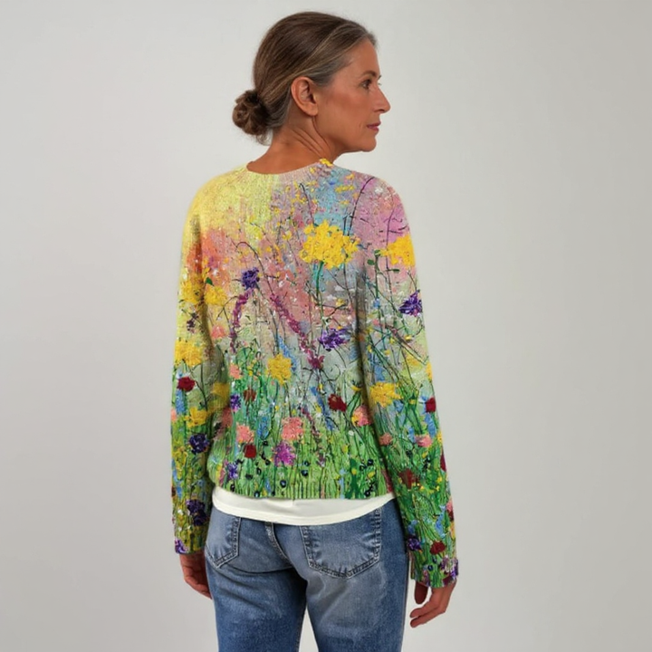 Julie | Relaxed Floral Crewneck Knit Sweater