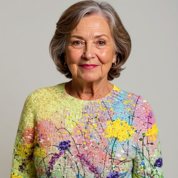 Julie | Relaxed Floral Crewneck Knit Sweater
