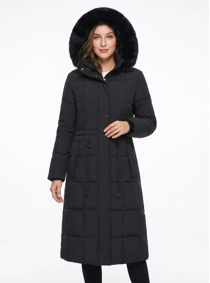 Julie | Sophisticated Long Puffer Winter Coats with Faux Fur Hood