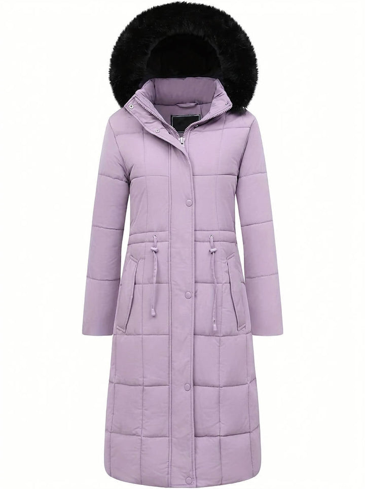 Julie | Sophisticated Long Puffer Winter Coats with Faux Fur Hood