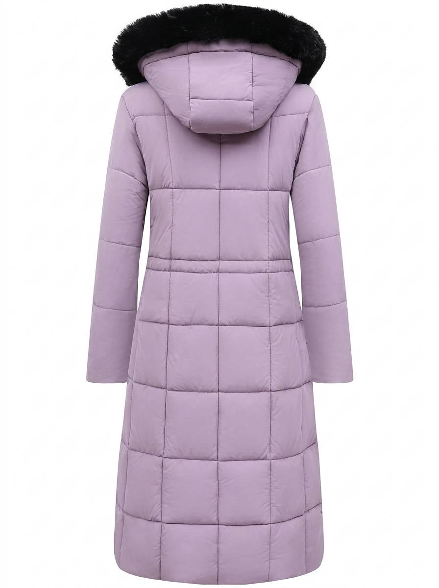 Julie | Sophisticated Long Puffer Winter Coats with Faux Fur Hood