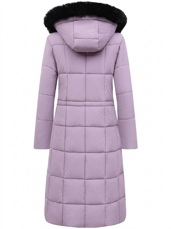 Julie | Sophisticated Long Puffer Winter Coats with Faux Fur Hood