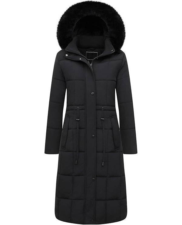 Julie | Sophisticated Long Puffer Winter Coats with Faux Fur Hood