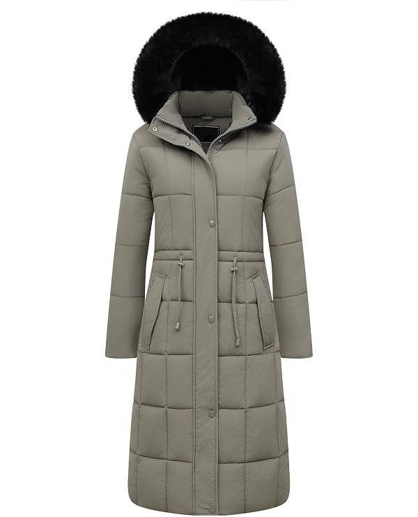Julie | Sophisticated Long Puffer Winter Coats with Faux Fur Hood