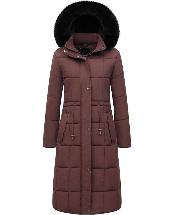 Julie | Sophisticated Long Puffer Winter Coats with Faux Fur Hood