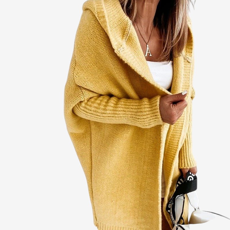 Kaja | Sofistikeret Hoodie Strikket Cardigan Dame