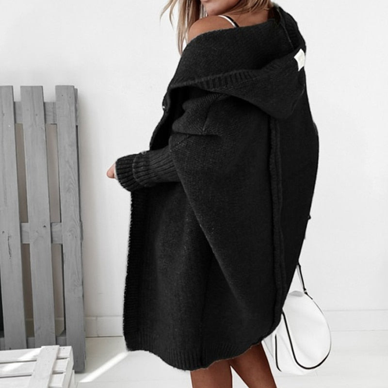 Kaja | Sofistikeret Hoodie Strikket Cardigan Dame