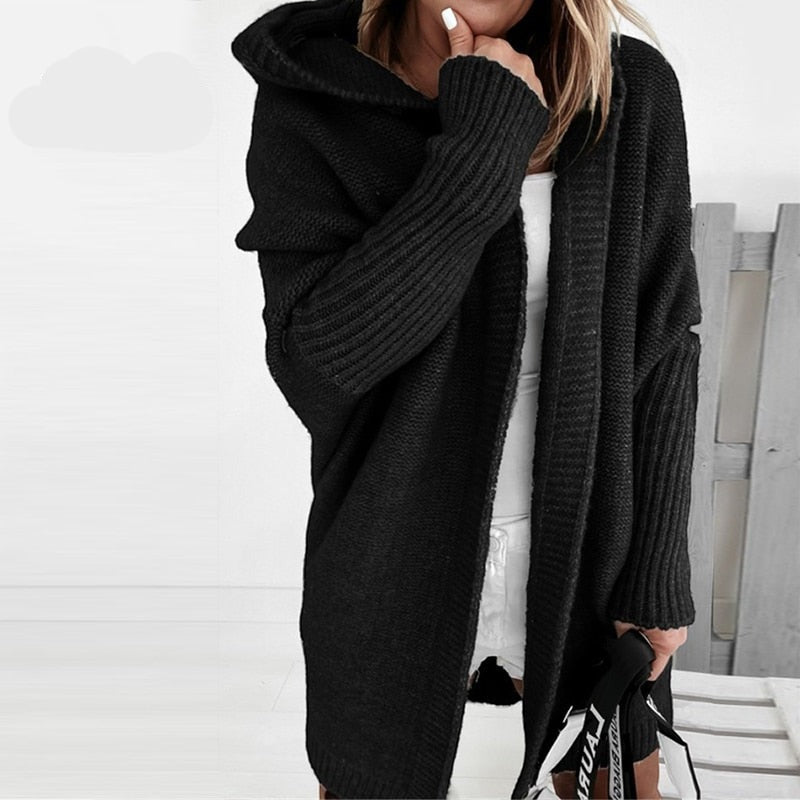 Kaja | Sofistikeret Hoodie Strikket Cardigan Dame