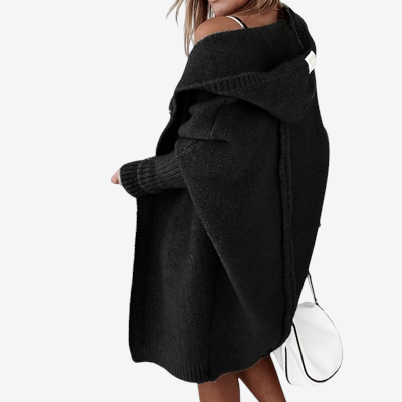 Kaja | Sofistikeret Hoodie Strikket Cardigan Dame