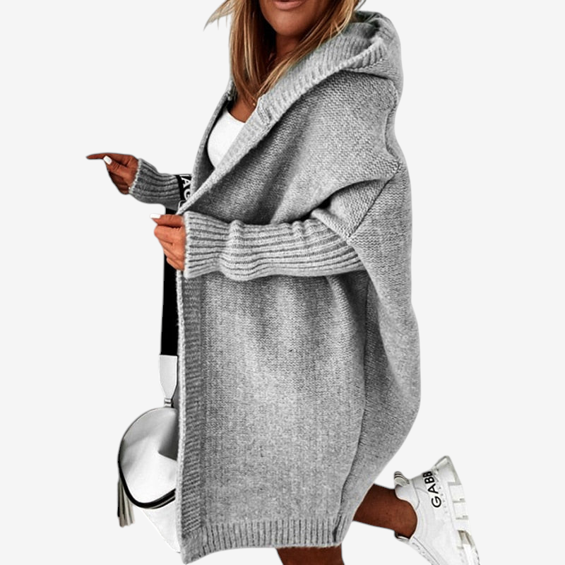 Kaja | Sofistikeret Hoodie Strikket Cardigan Dame