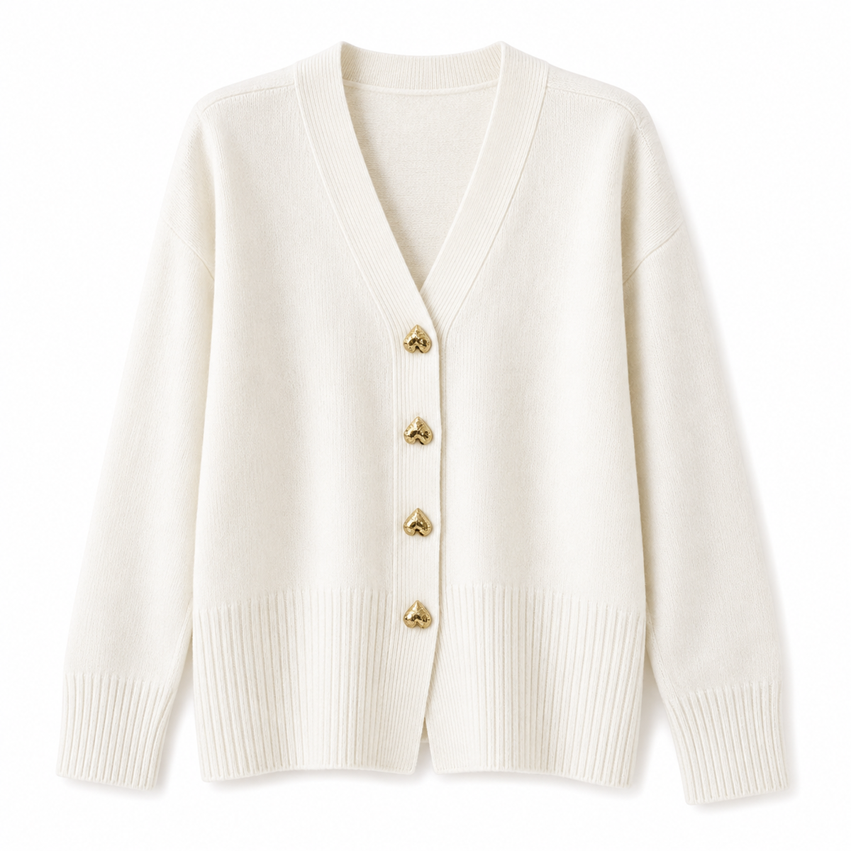 Karla | Chik Cardigan Dame med Hjerteknapper og V-hals