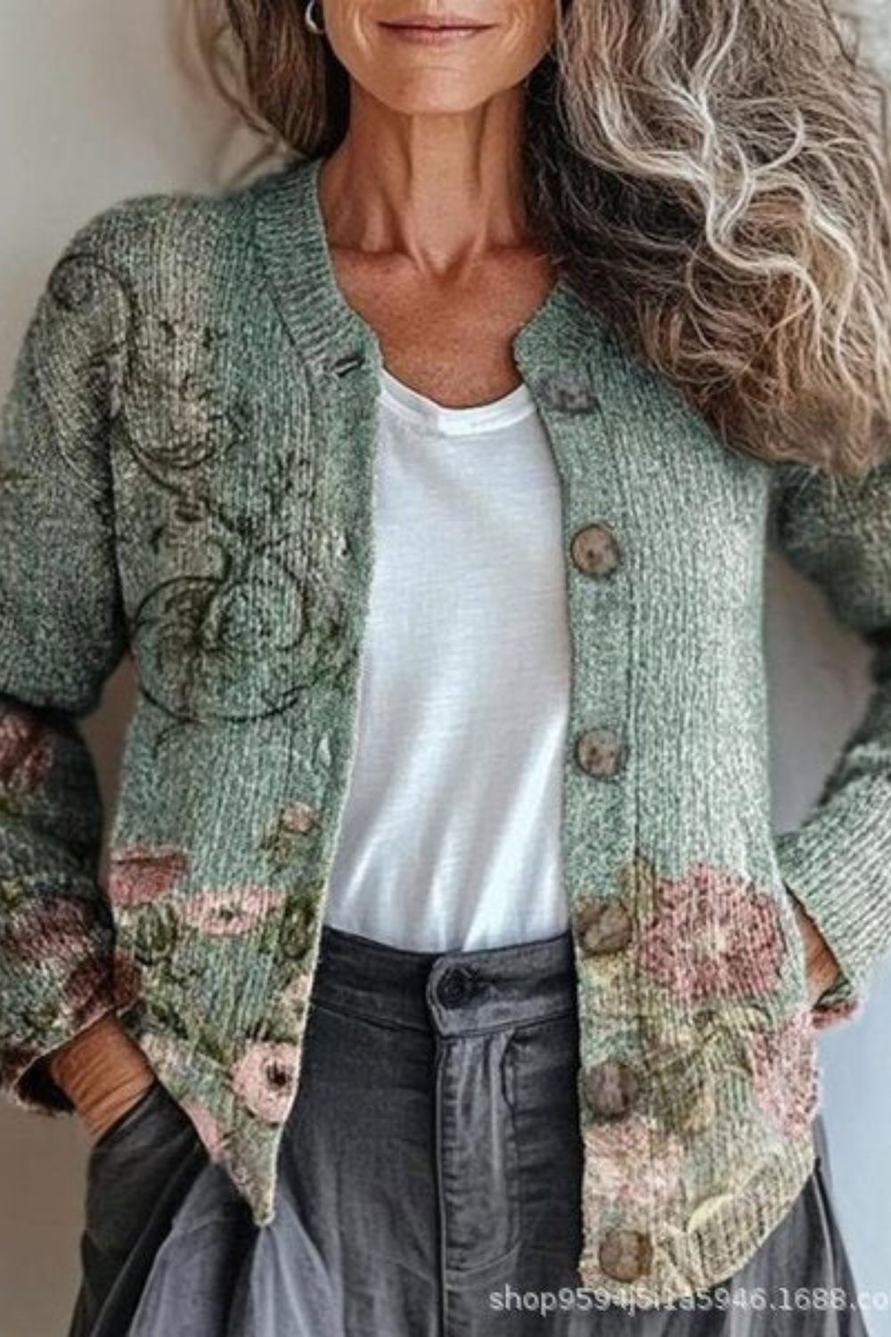 Kathleen | Chic Floral Button Front Knit Cardigan