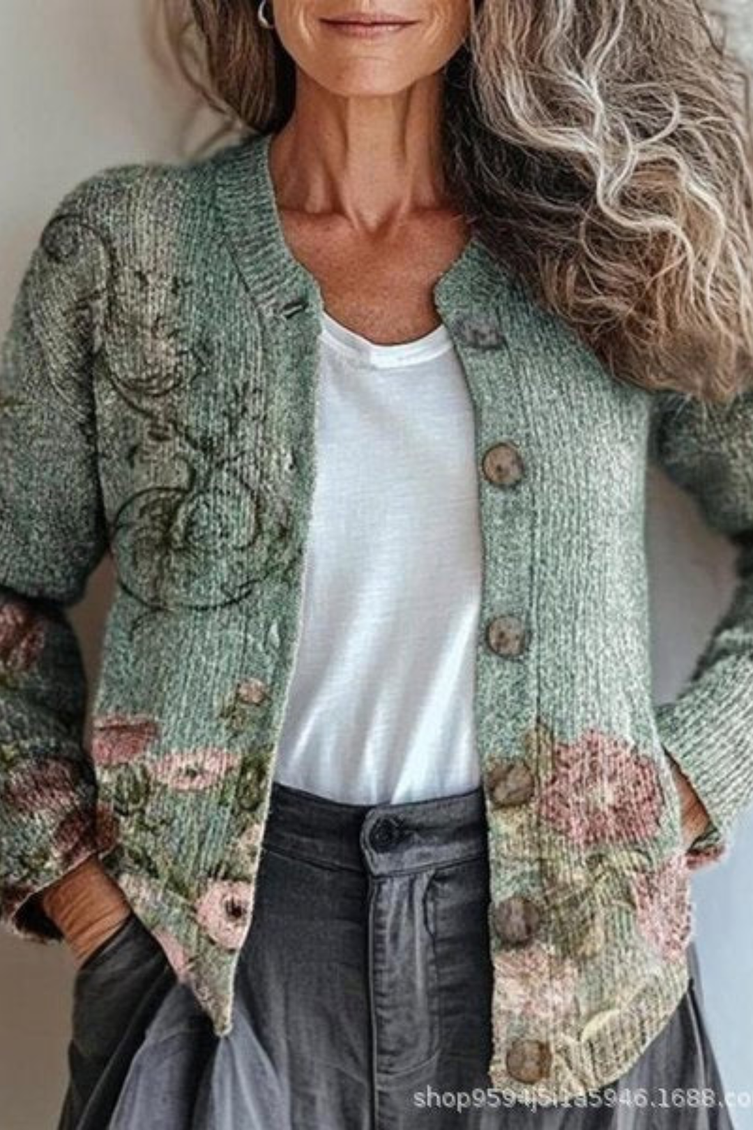 Kathleen | Chic Floral Button Front Knit Cardigan