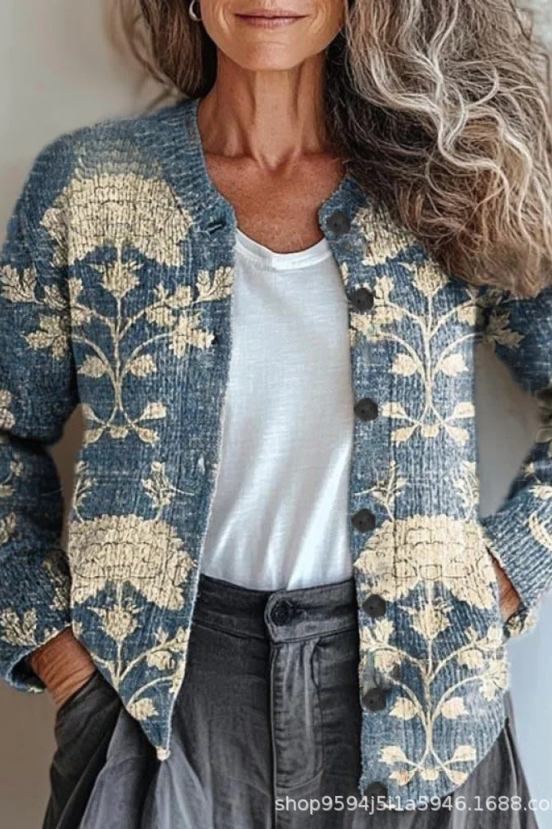 Kathleen | Chic Floral Button Front Knit Cardigan