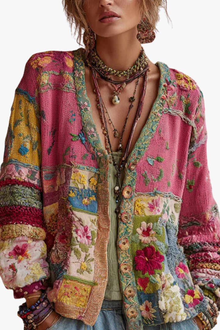 Kathleen | Chic Floral Button Front Knit Cardigan