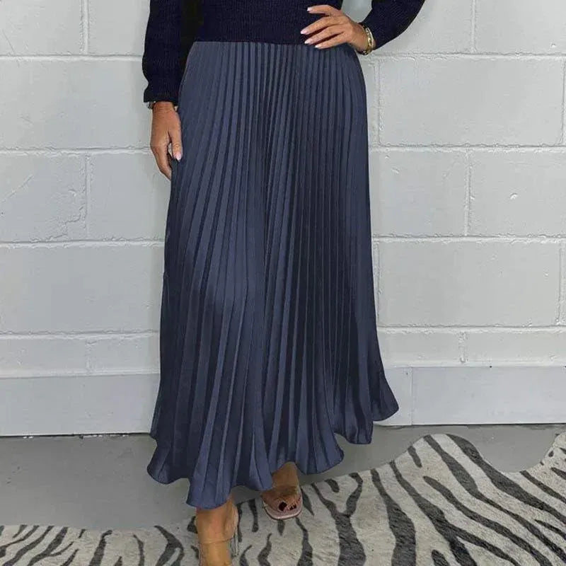 Kathleen | Effortless Pleated Long Sleeve Maxi Sweater Dress