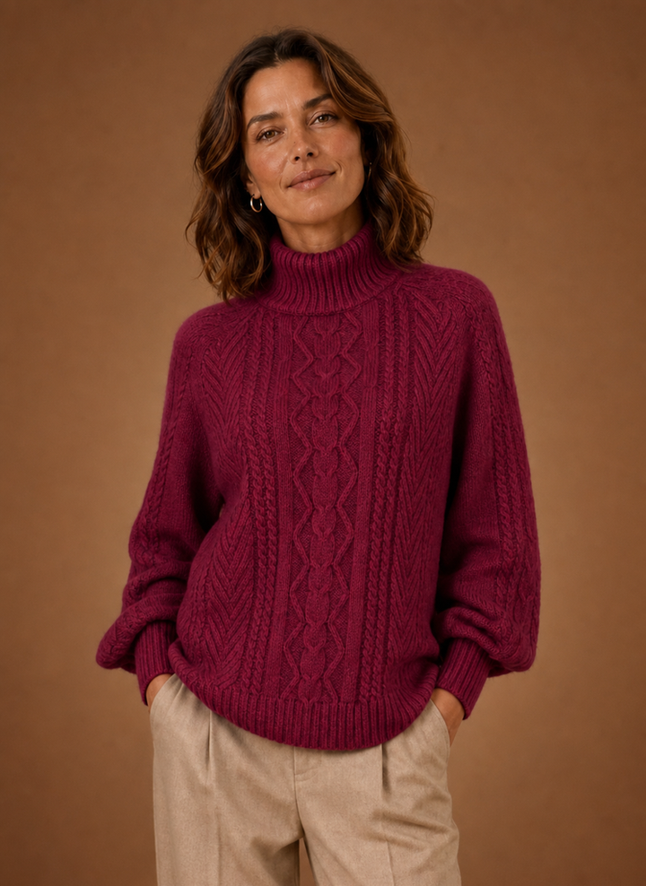 Kathleen | Stylish Cable Knit Turtleneck Sweater