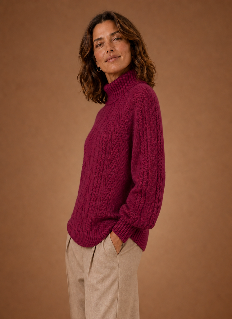 Kathleen | Stylish Cable Knit Turtleneck Sweater