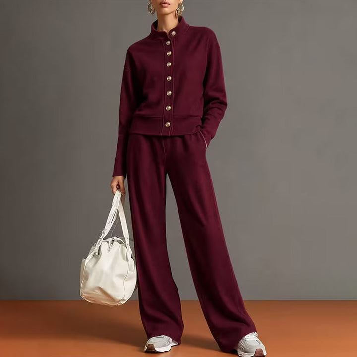 Kathryn | Classic Button-Down Wide Leg Lounge Set