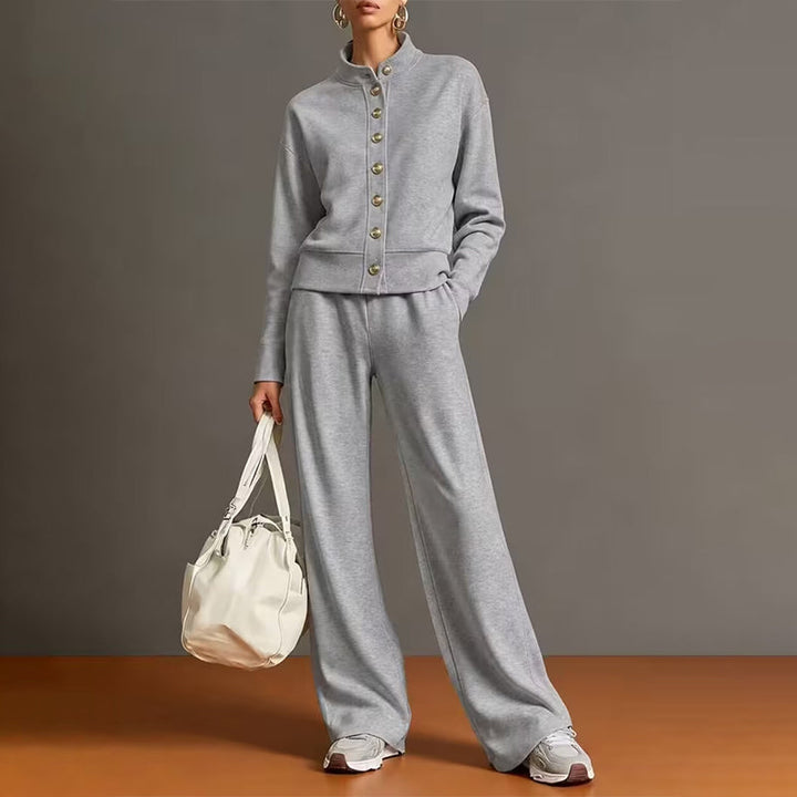 Kathryn | Classic Button-Down Wide Leg Lounge Set