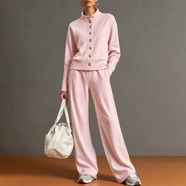 Kathryn | Classic Button-Down Wide Leg Lounge Set