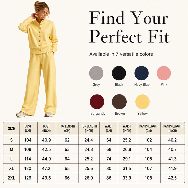 Kathryn | Classic Button-Down Wide Leg Lounge Set