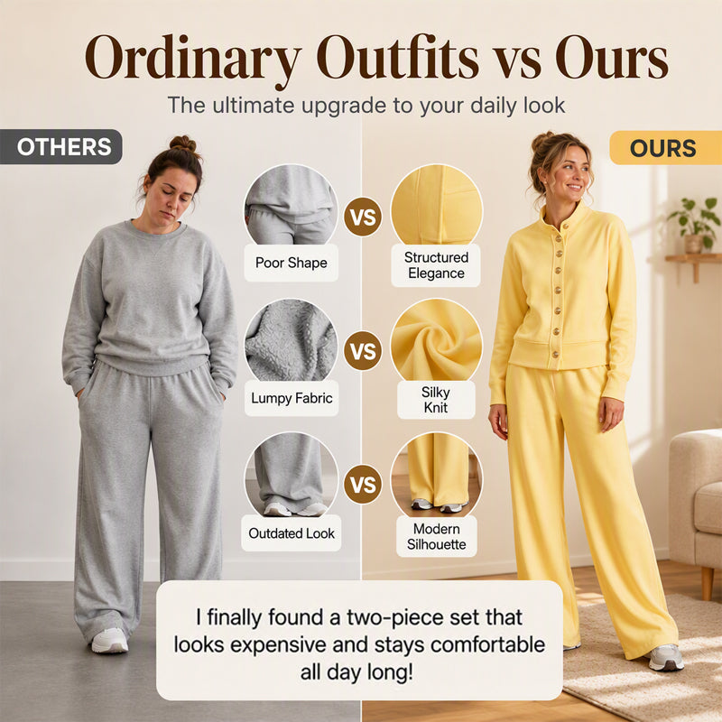 Kathryn | Classic Button-Down Wide Leg Lounge Set