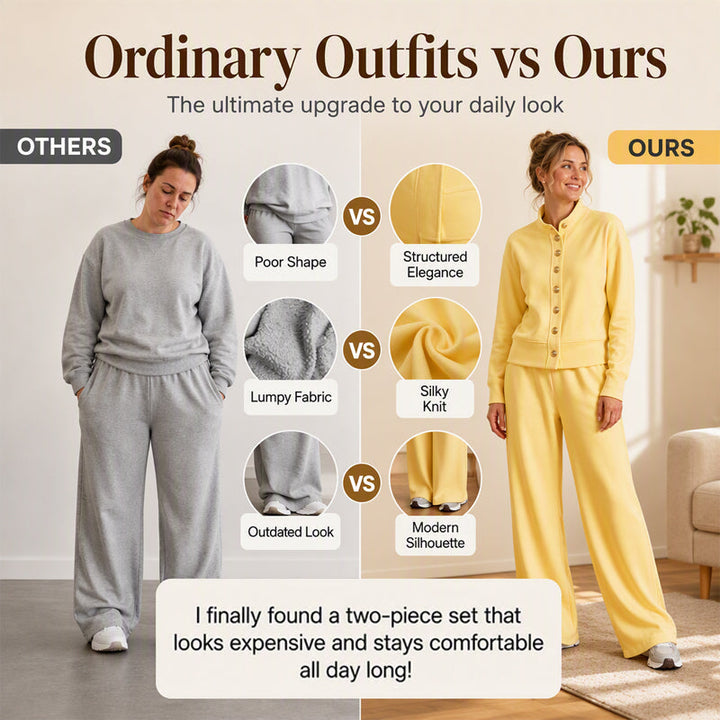 Kathryn | Classic Button-Down Wide Leg Lounge Set