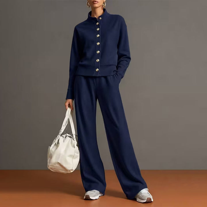 Kathryn | Classic Button-Down Wide Leg Lounge Set