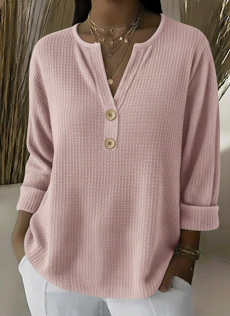 Kathryn | Graceful Notch Neck Waffle Knit Sweater