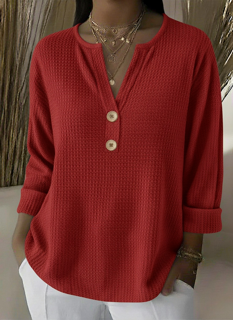 Kathryn | Graceful Notch Neck Waffle Knit Sweater