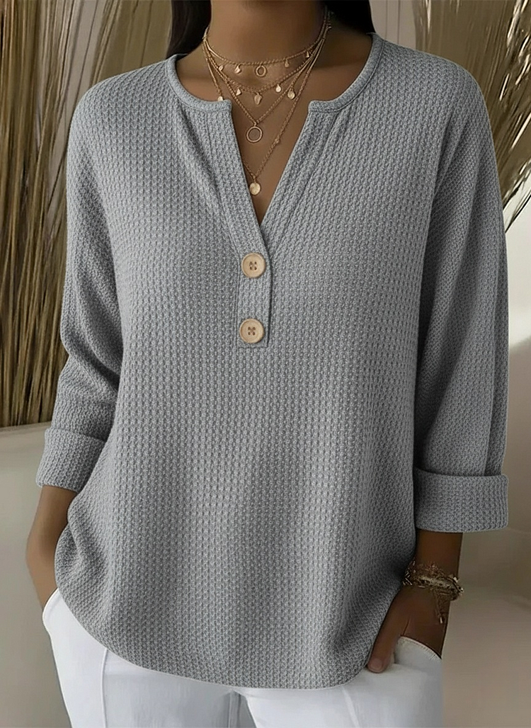 Kathryn | Graceful Notch Neck Waffle Knit Sweater