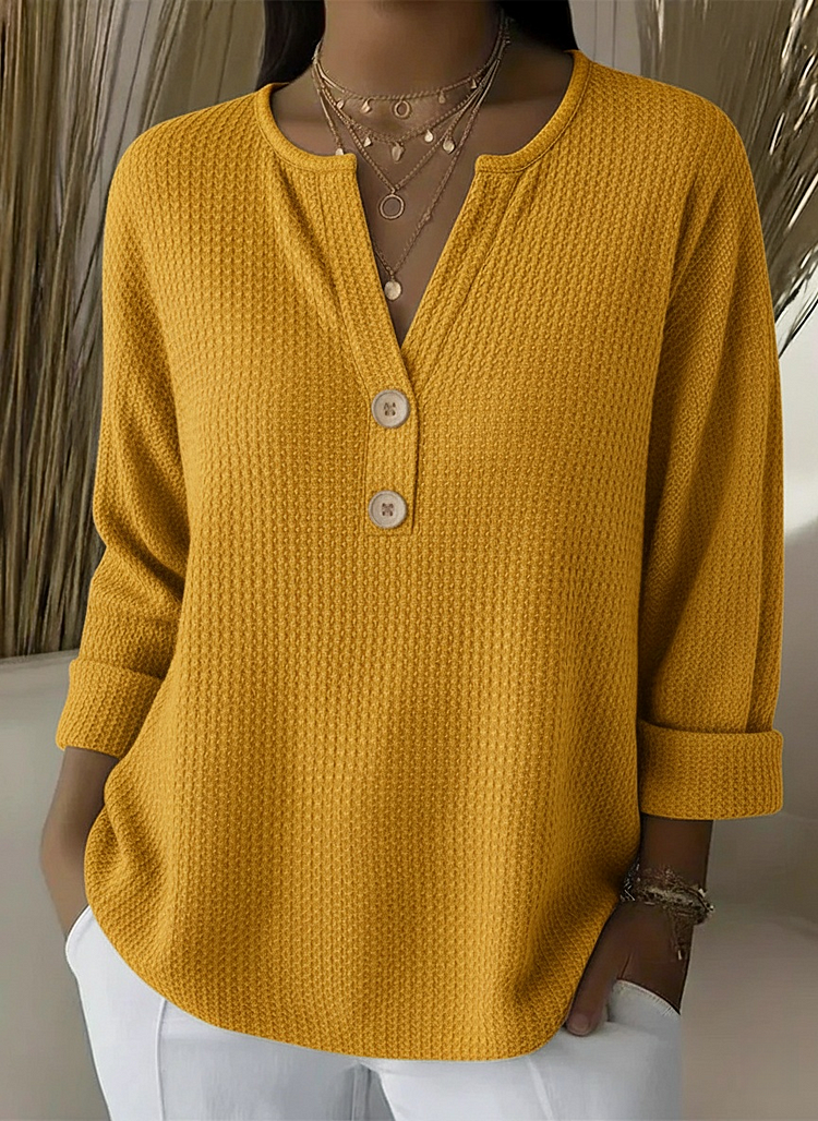 Kathryn | Graceful Notch Neck Waffle Knit Sweater