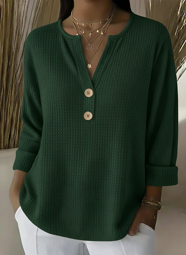 Kathryn | Graceful Notch Neck Waffle Knit Sweater