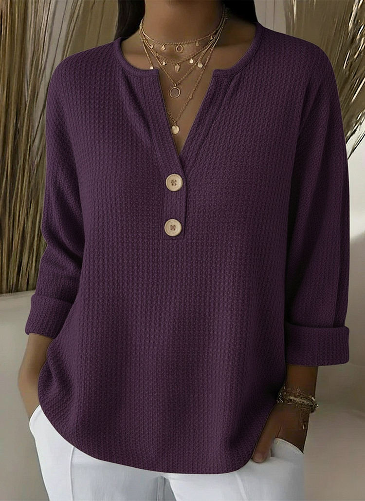 Kathryn | Graceful Notch Neck Waffle Knit Sweater