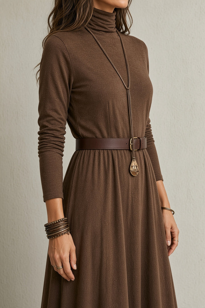 Kathryn | Long Sleeve Turtleneck Lace-Hem Maxi Sweater Dress
